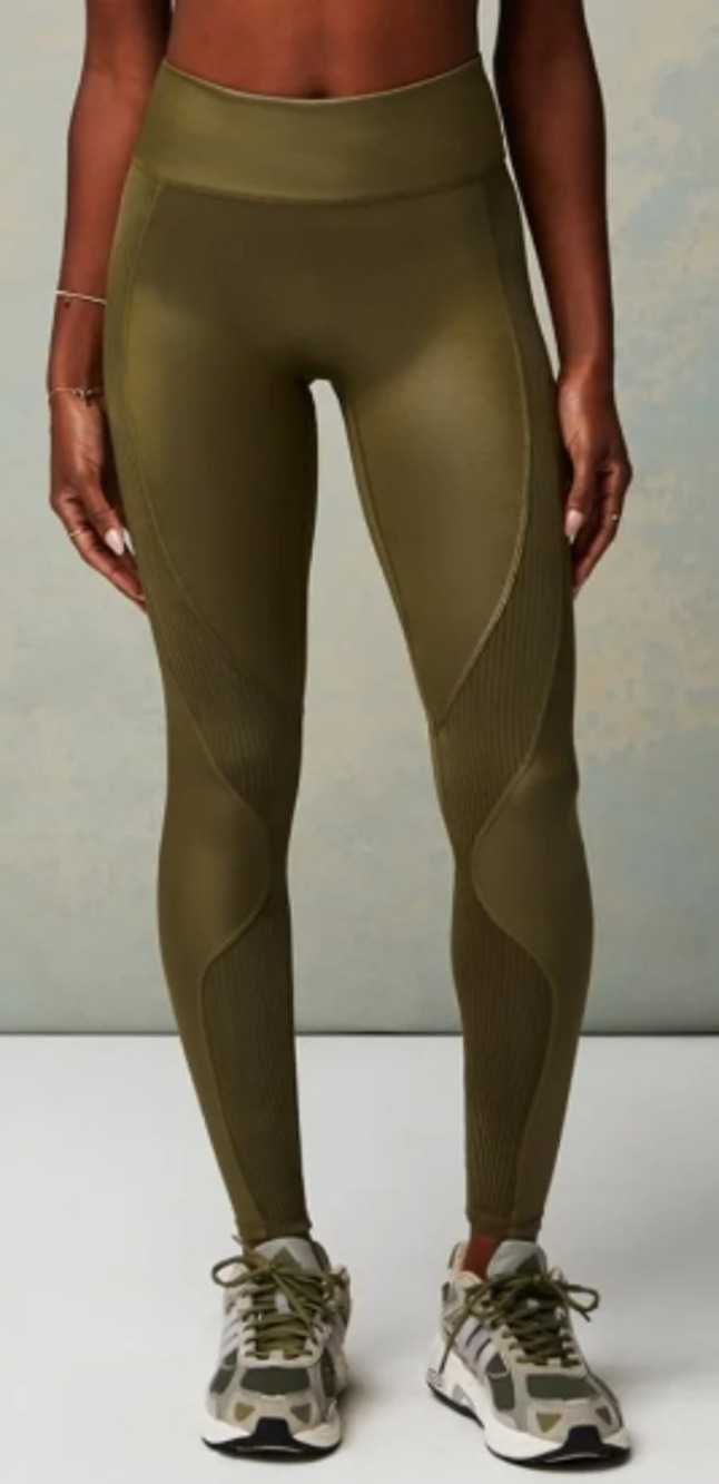 FABLETICS Motion365+ Contour High-Waisted Legging Dark Moss Shine Pants XS 00-2